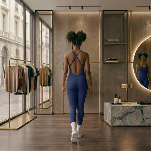 Cross-Back Bodycon Gym Jumpsuit